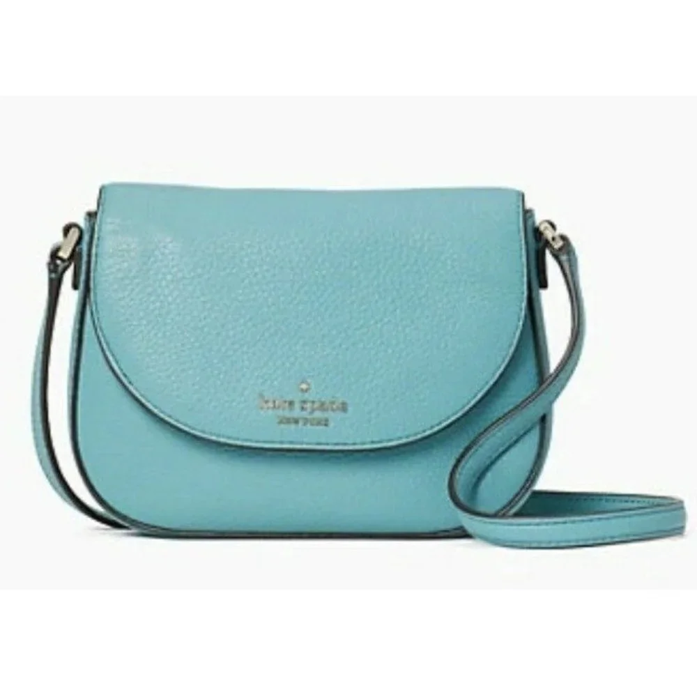 New Kate Spade Leila Mini Flap Crossbody Leather Stone Blue